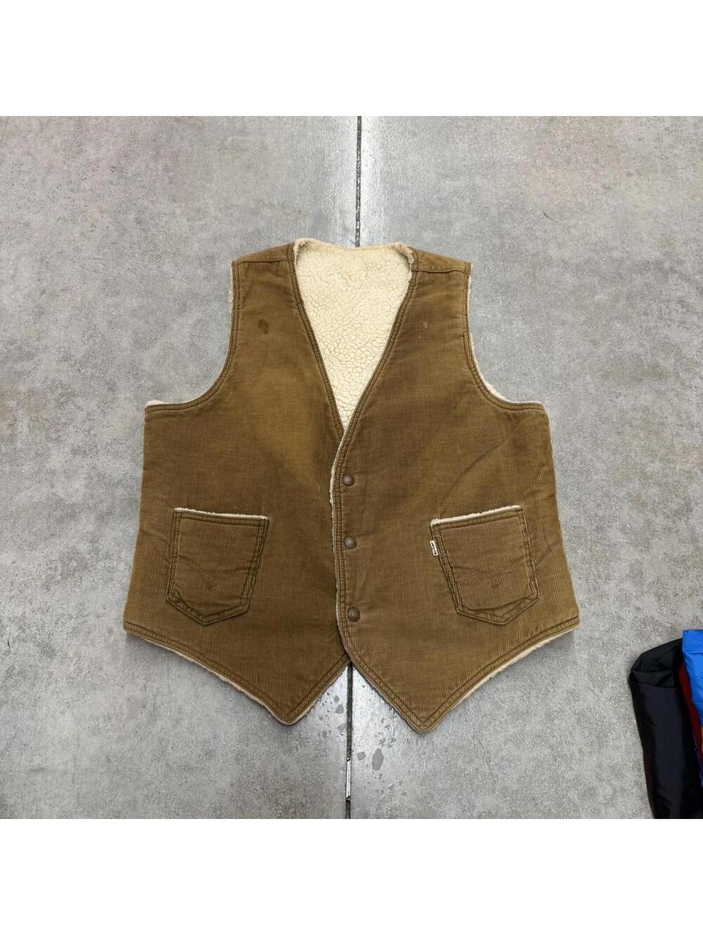 vintage levis brown corduroy made in usa sherpa lined vest size medium